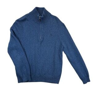 Polo Ralph Lauren Sweater Mens Large Blue Quarter Zip Pullover Knit Pony